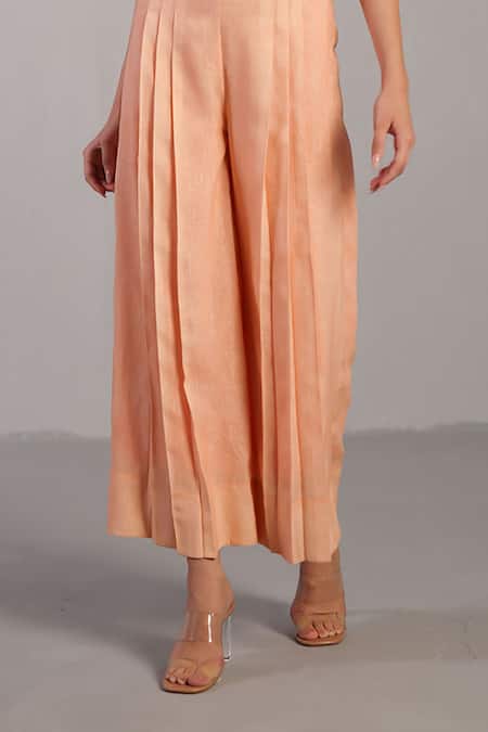 Buy_Clos_Orange Collared Bright And Yellow Crop Top Pant Set _Online_at_Aza_Fashions