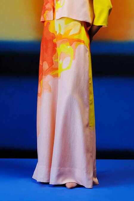 Clos_Orange Collared Bright And Yellow Designer Set _Online_at_Aza_Fashions