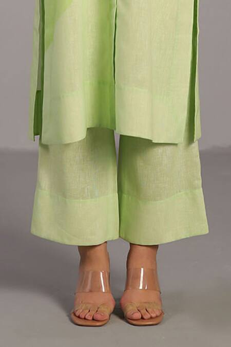 Buy_Clos_Green Collared Multicolor Designer Kurta And Pant Set _Online_at_Aza_Fashions