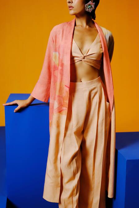 Buy_Clos_Peach V-, Open And Grey Designer Set _Online_at_Aza_Fashions