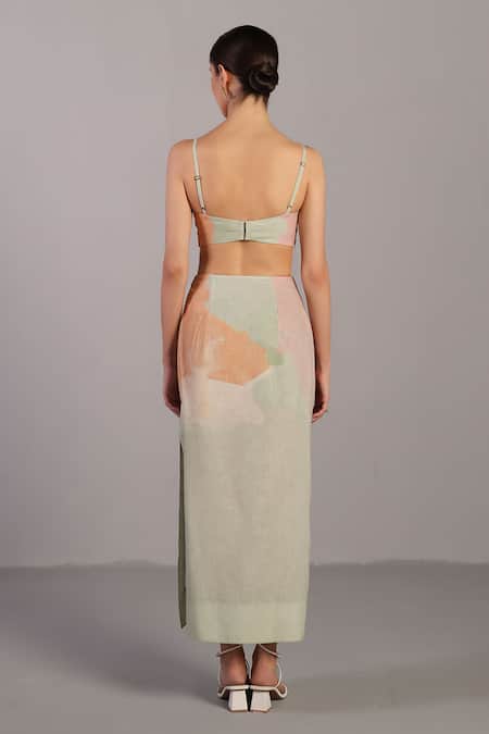 Shop Clos Pink Scoop Neck Designer Soft And Pastel Green Dress at Aza Fashions Shop_Clos_Pink Scoop Neck Designer Soft And Pastel Green Dress _at_Aza_Fashions