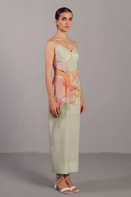 Clos Pink Scoop Neck Designer Soft And Pastel Green Dress Online at Aza Fashions Clos_Pink Scoop Neck Designer Soft And Pastel Green Dress _Online_at_Aza_Fashions