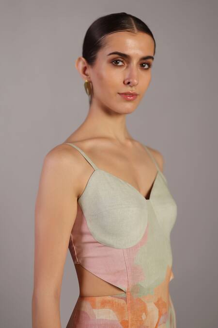 Buy Clos Pink Scoop Neck Designer Soft And Pastel Green Dress Online at Aza Fashions Buy_Clos_Pink Scoop Neck Designer Soft And Pastel Green Dress _Online_at_Aza_Fashions