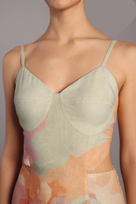 Shop Clos Pink Scoop Neck Designer Soft And Pastel Green Dress Online at Aza Fashions Shop_Clos_Pink Scoop Neck Designer Soft And Pastel Green Dress _Online_at_Aza_Fashions