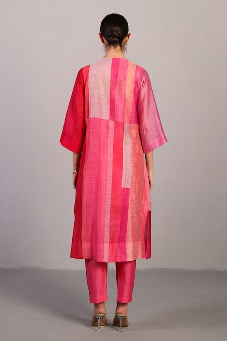 Clos Blush Pink Abstract Print Kurta & Pant Set 