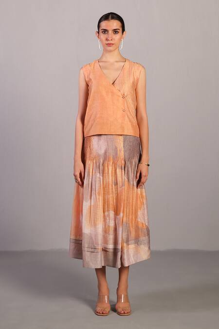 Buy Clos Orange Linen, Silk V-neck Soft Grey And Designer Waistcoat Set Online at Aza Fashions Buy_Clos_Orange Linen, Silk V-neck Soft Grey And Designer Waistcoat Set _Online_at_Aza_Fashions