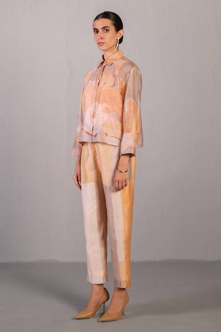 Buy Clos Orange Linen, Silk Collared Soft Grey And Set Online at Aza Fashions Buy_Clos_Orange Linen, Silk Collared Soft Grey And Set _Online_at_Aza_Fashions