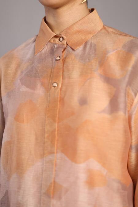 Shop Clos Orange Linen, Silk Collared Soft Grey And Set Online at Aza Fashions Shop_Clos_Orange Linen, Silk Collared Soft Grey And Set _Online_at_Aza_Fashions