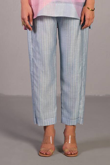 Buy Clos Blue Linen, Silk Collared Designer Shirt And Pant Set Online at Aza Fashions Buy_Clos_Blue Linen, Silk Collared Designer Shirt And Pant Set _Online_at_Aza_Fashions