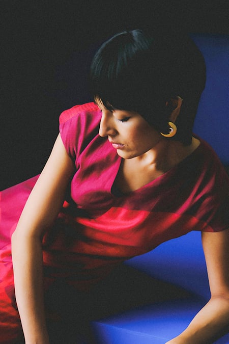 Shop_Clos_Maroon Linen, Silk V-neck Designer Deep Red Jumpsuit _Online_at_Aza_Fashions