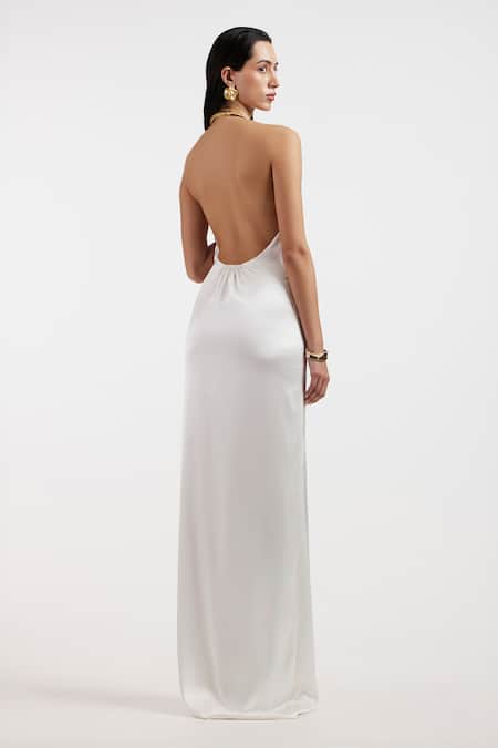 Deme By Gabriella White Satin Designer Gown 