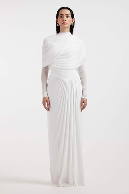 Shop_Deme By Gabriella_White Open Neck Designer Valeria Dress _Online_at_Aza_Fashions