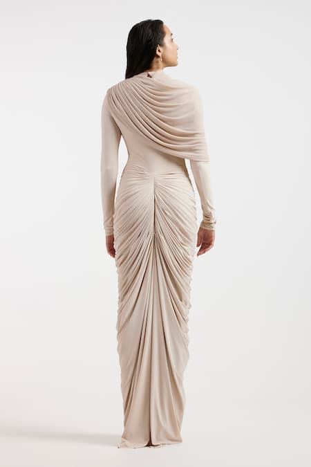 Deme By Gabriella Ivory Draped Dress 