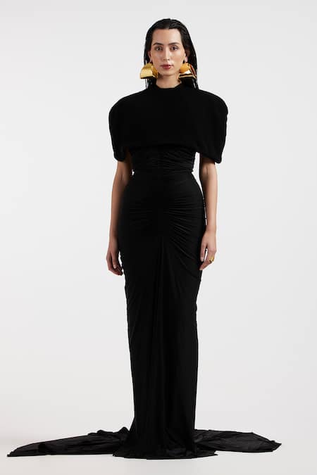 Deme By Gabriella Black High Neck Designer Isadora Gown And Cape Set 