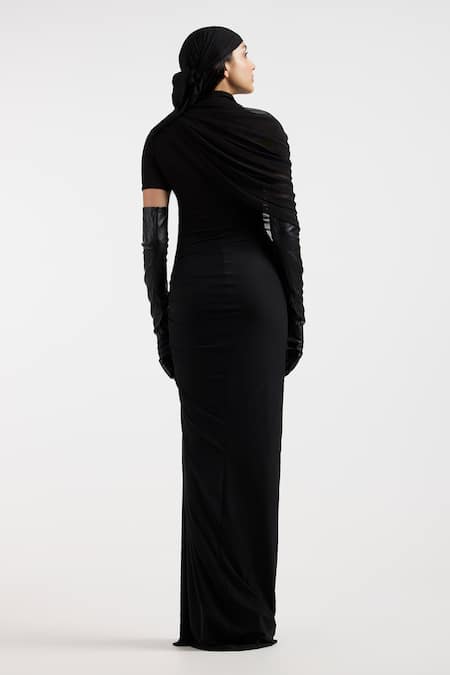 Deme By Gabriella Black Draped Designer Dress 