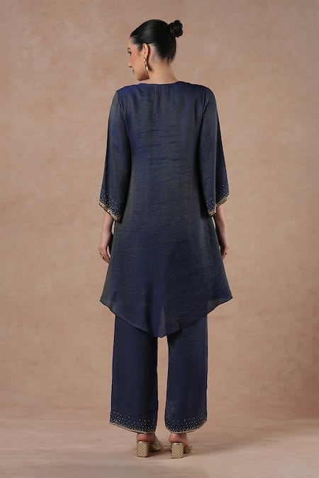 Dori & CO. Midnight Blue Metal Embroidered Kurta Set 