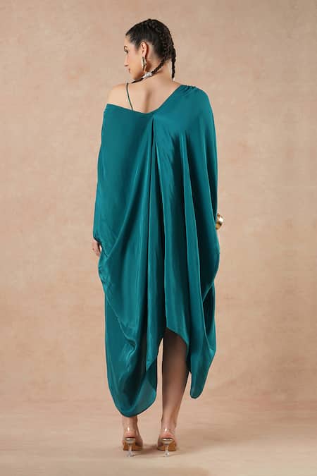 Dori & CO. Teal Blue Metal Hand Embroidered Kaftan 