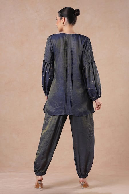 Dori & CO. Metal Hand Embroidered Kurta & Pants Set 