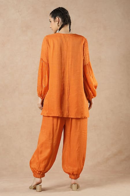Dori & CO. Tangerine Orange Kurta & Pants Set 
