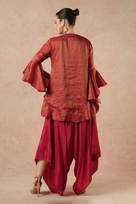 Dori & CO. Ruby Red Kurta & Flared Pants Set 