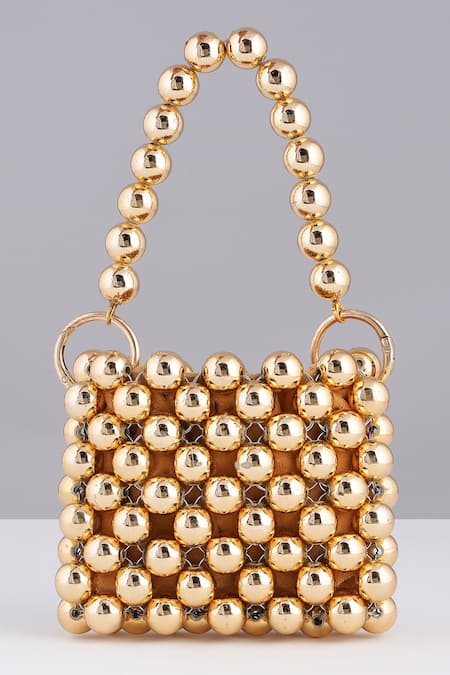 Shop_Modarta_Gold Designer Beaded Handbag _Online_at_Aza_Fashions