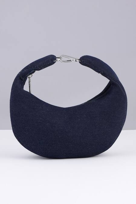 Buy_Modarta_Blue Rhinestones Denim Moon Shaped Purse 