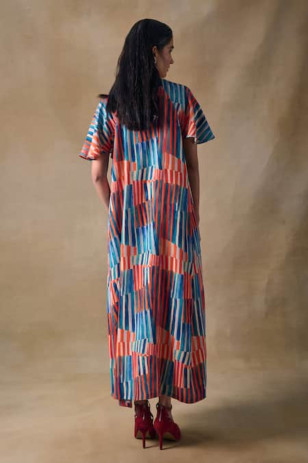Pocketful Of Cherrie Asilah Stripe Asymmetrical Dress 