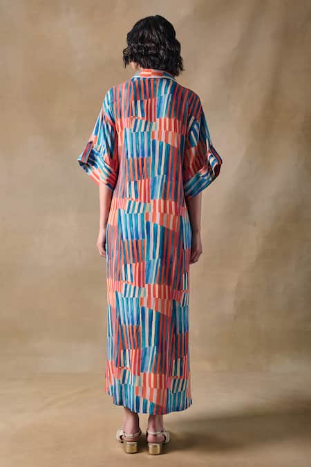 Pocketful Of Cherrie Hand Drawn Stripe Button Down Dress 