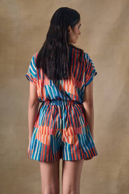 Pocketful Of Cherrie Hand Drawn Stripe Relaxed Shorts 