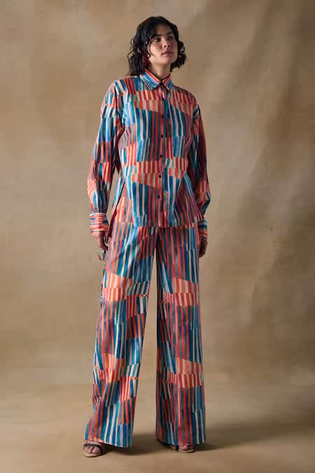 Pocketful Of Cherrie Multi Color Stripe Straight Trousers