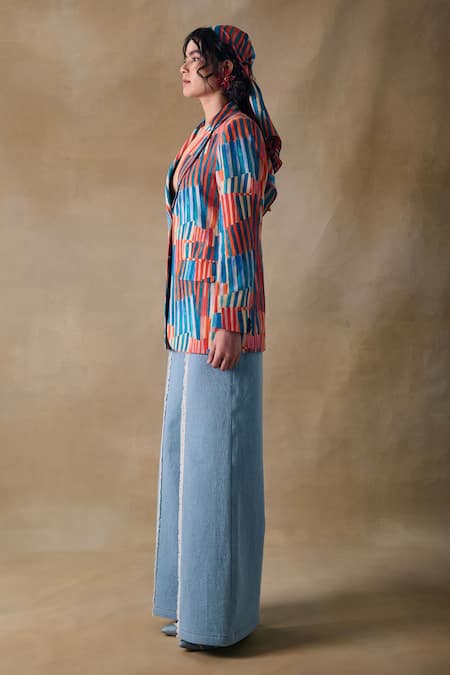 Pocketful Of Cherrie_ Hand Drawn Stripe Blazer _Online_at_Aza_Fashions