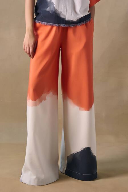 Pocketful Of Cherrie_Orange Washed Palazzo Pants _Online_at_Aza_Fashions