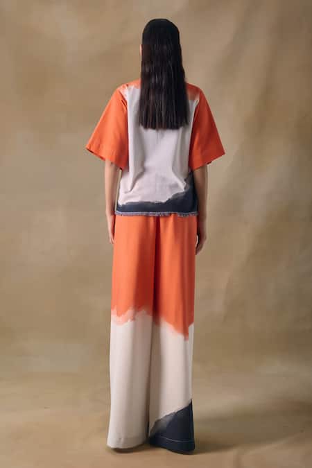 Pocketful Of Cherrie Orange Washed Palazzo Pants 
