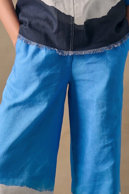 Buy_Pocketful Of Cherrie_Blue Washed Straight Trousers _Online_at_Aza_Fashions
