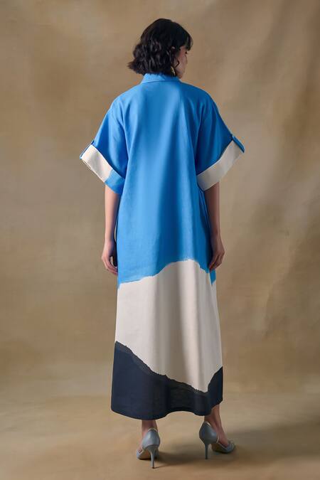 Pocketful Of Cherrie Blue Washed Asymmetrical Dress 