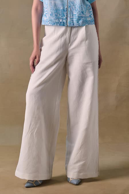 Pocketful Of Cherrie Asilah White Straight Trousers 