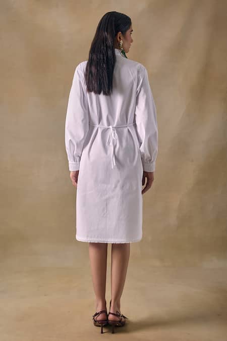 Pocketful Of Cherrie Palm Tree Embroidered Shirt Dress 