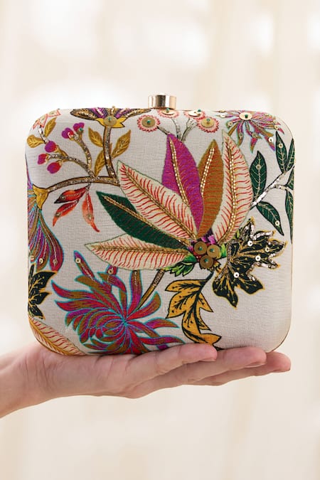 Soup By Sougat Paul Blue Embroidery Aarani Embellished Clutch Bag Online at Aza Fashions Soup By Sougat Paul_Blue Embroidery Aarani Embellished Clutch Bag _Online_at_Aza_Fashions