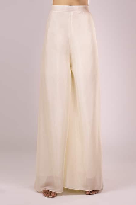 Buy Samyukta Singhania White Chinon, Silk Embroidery, Sequins Round Neck Floral Kurta Palazzo Set Online at Aza Fashions Buy_Samyukta Singhania_White Chinon, Silk Embroidery, Sequins Round Neck Floral Kurta Palazzo Set _Online_at_Aza_Fashions