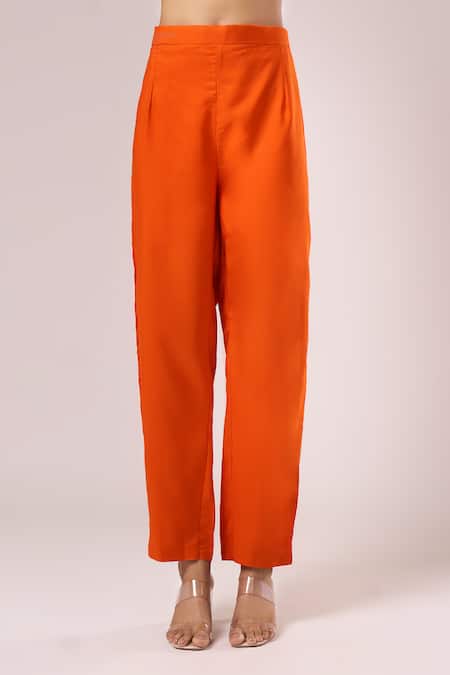 Samyukta Singhania_Orange Georgette Embroidery, Sequins Round Neck And Pink Anarkali Set _Online_at_Aza_Fashions