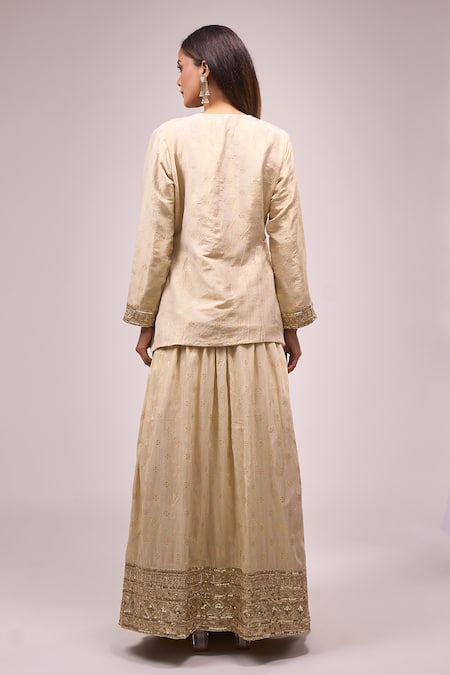 Samyukta Singhania Beige Embroidered Lehenga Set with Dupatta 
