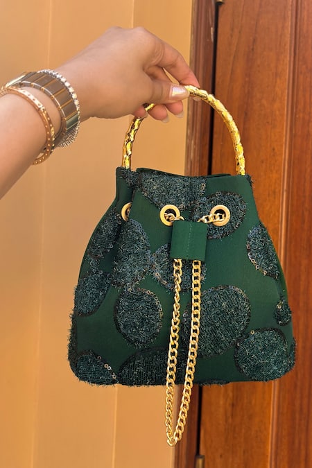 Be Chic Emerald Green Designer Bucket Bag 