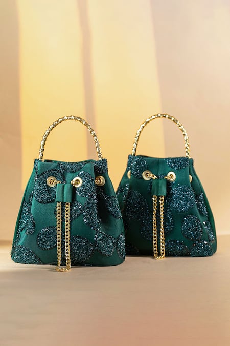 Be Chic Emerald Green Designer Bucket Bag 
