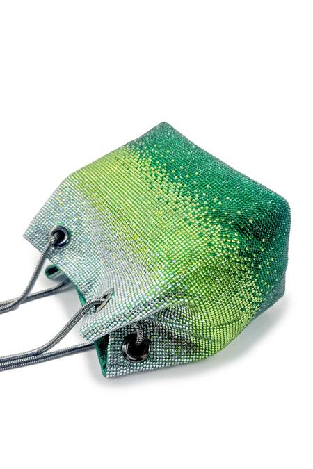 Be Chic_Green Rhinestones Glory Designer Potli _Online_at_Aza_Fashions