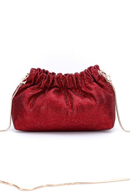 Be Chic_Red Chic Crystal Potli Bag_Online_at_Aza_Fashions