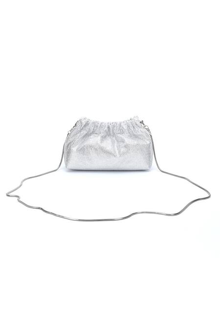 Be Chic_Silver Crystals Chic Potli Bag _Online_at_Aza_Fashions