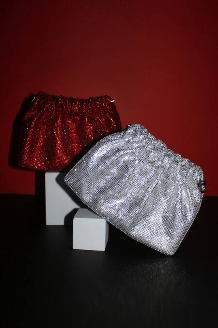 Shop_Be Chic_Silver Crystals Chic Potli Bag _Online_at_Aza_Fashions