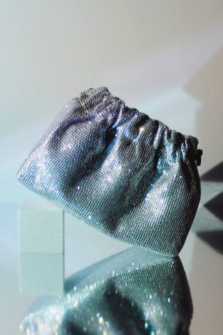 Be Chic_Silver Crystals Chic Potli Bag _at_Aza_Fashions