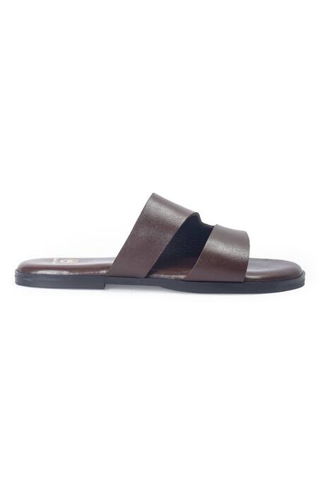 Domani_Brown Leather Azura Slippers _Online_at_Aza_Fashions