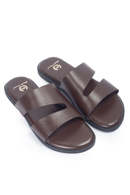 Buy_Domani_Brown Leather Azura Slippers _Online_at_Aza_Fashions
